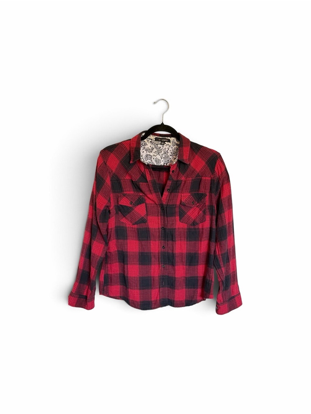 J.O.A. Red & Black Plaid Button-Down Shirt
